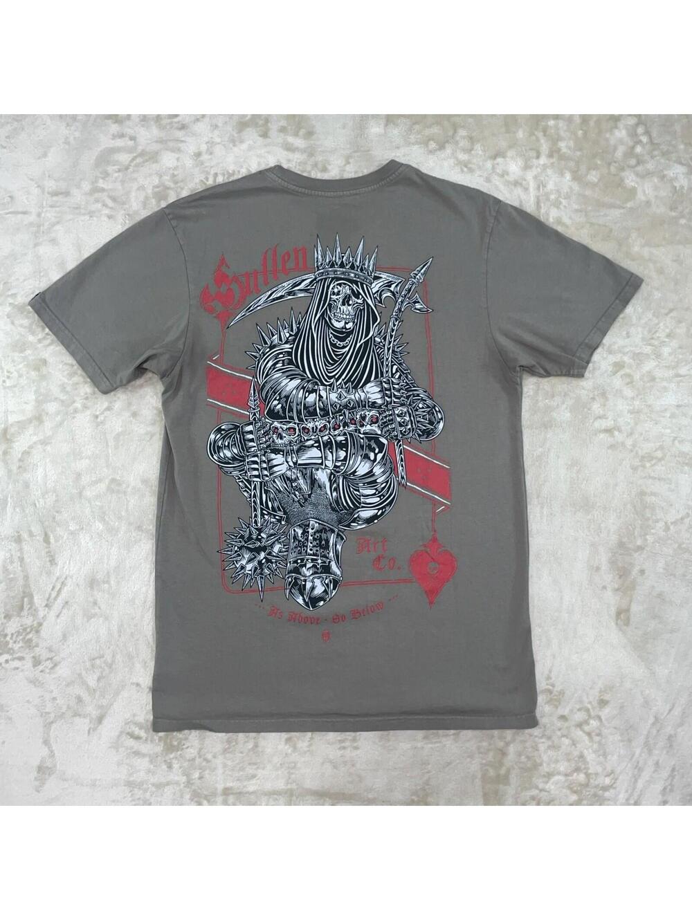 Sullen Art Collective Men's T-Shirt XL As Above So Below Skull Card Knight